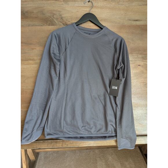 Mountain Hardwear T-Shirt Women Small Charcoal Airmesh Long Sleeve Crew Neck NWT - Picture 1 of 4